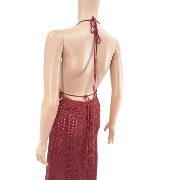 Cult Gaia Crochet Cotton Halter Neck Midi Dress NWT - Picture 8 of 9